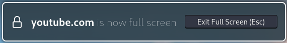 Fullscreen notice youtube.com